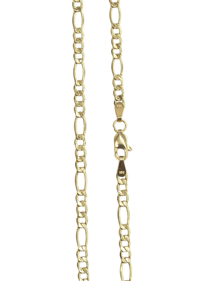 10KT REAL GOLD FIGARO CHAIN 3.7MM FOR MEN AND WOMEN