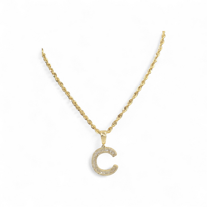REAL DIAMOND 10KT GOLD BLOCK LETTER INITIAL A TO Z FOR MEN AND WOMEN