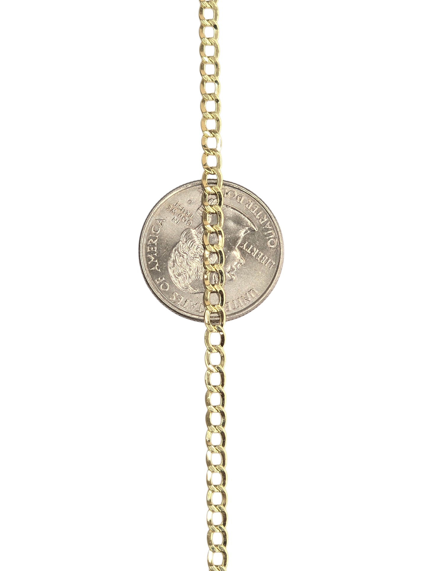 10KT REAL GOLD CUBAN CURB CHAIN 3.5 MM FOR MEN AND WOMEN