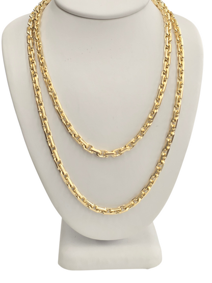 14KT REAL GOLD SOLID ROLO CHAIN 3.6MM FOR MEN AND WOMEN