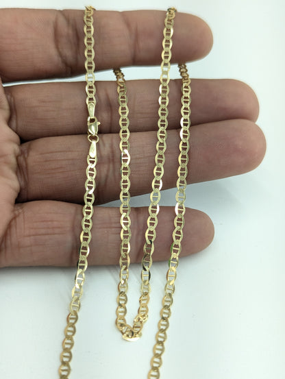 14kt Real Solid Gold Mariner Chain 3mm