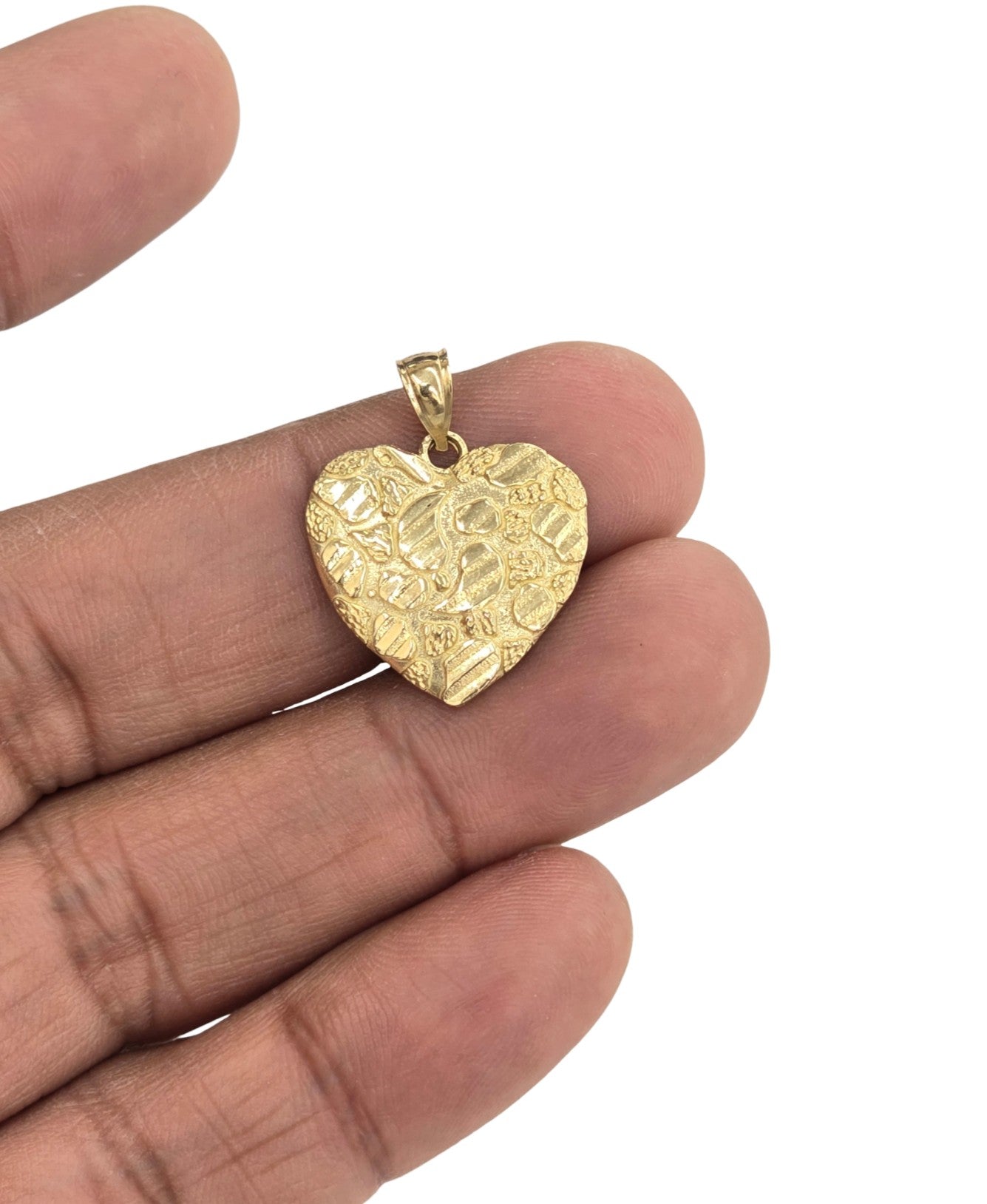 10KT REAL GOLD HEART NUGGET PENDANT