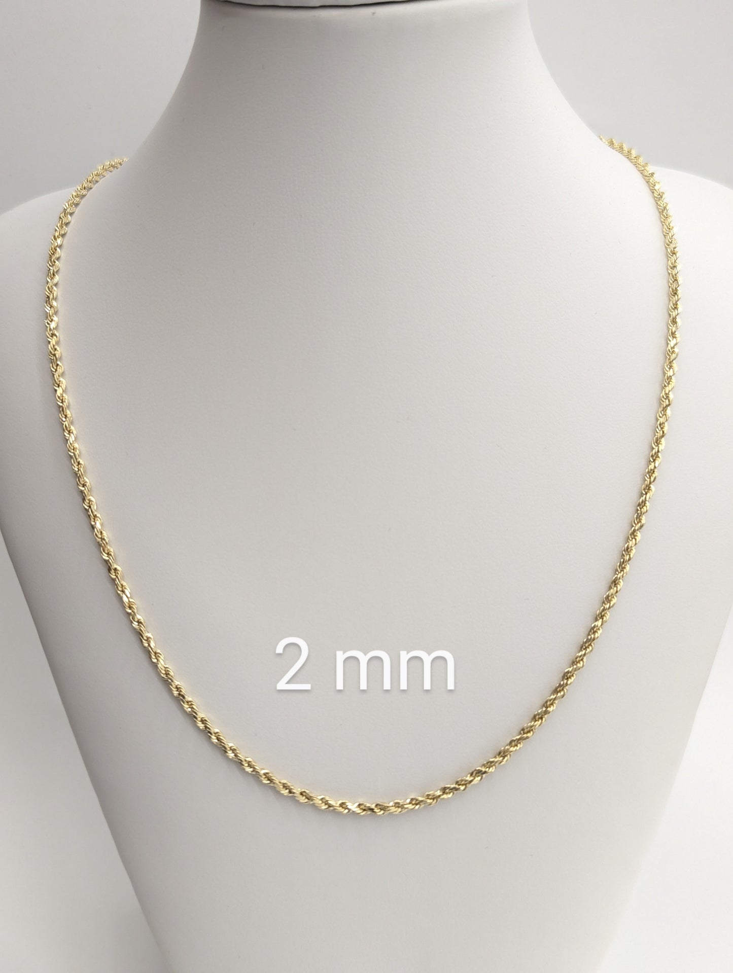 10kt Real Gold Hollow Rope Chain 2mm 3mm 4mm 5mm