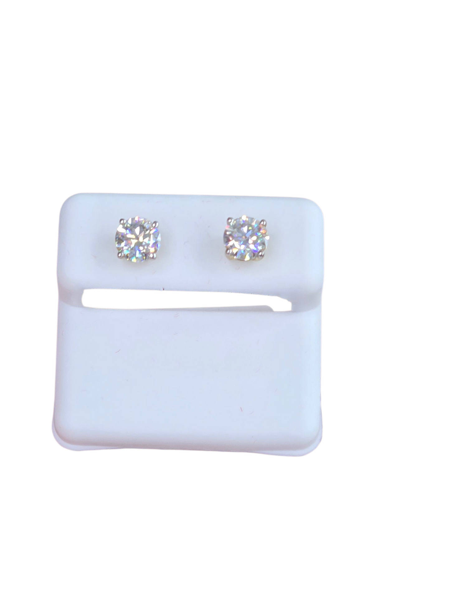 10KT REAL GOLD MOISSANITE DIAMOND STUD EARRING 2 CT