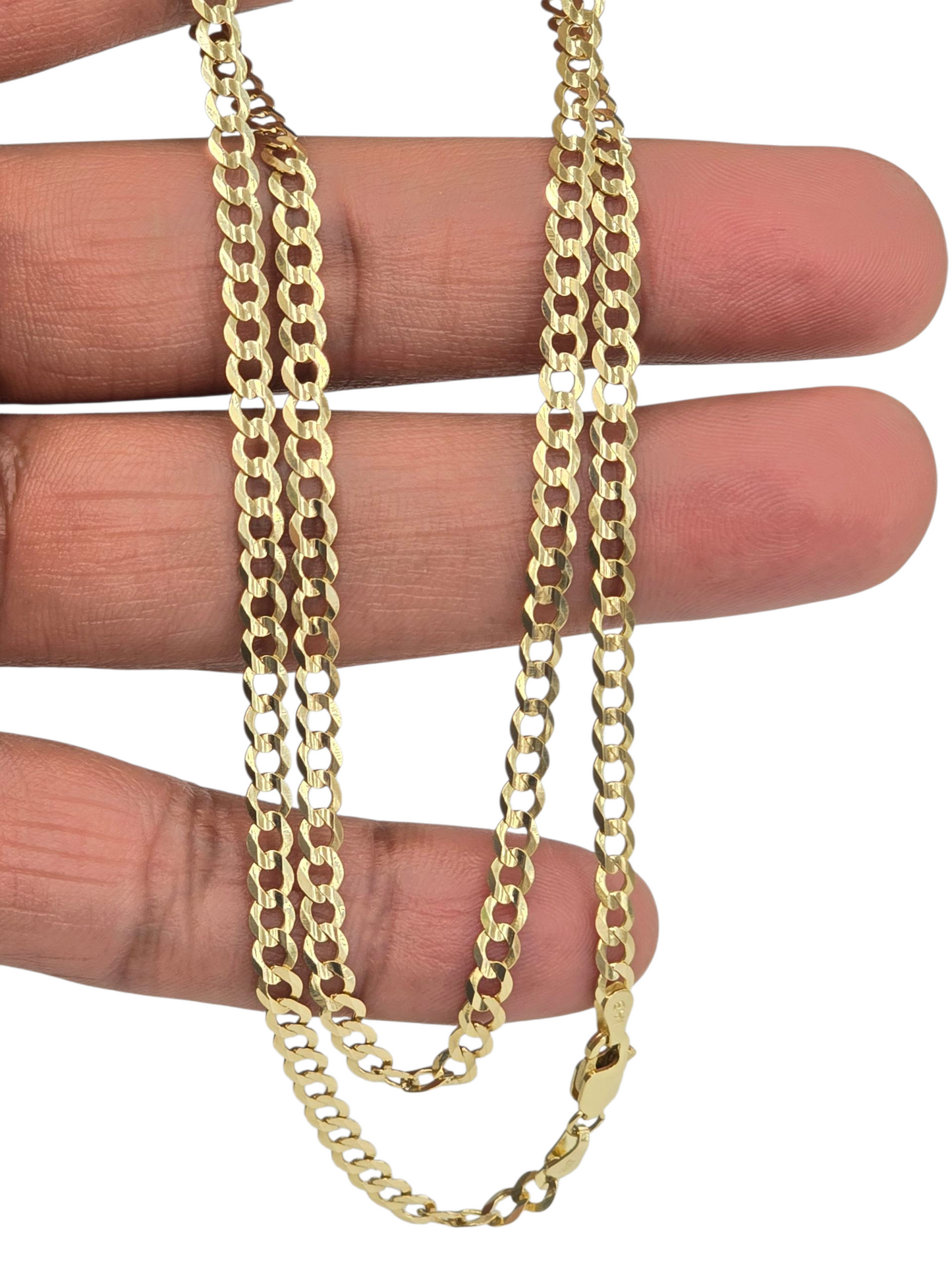14KT REAL GOLD SOLID CUBAN CURB CHAIN 3.7 mm FOR MEN AND WOMEN